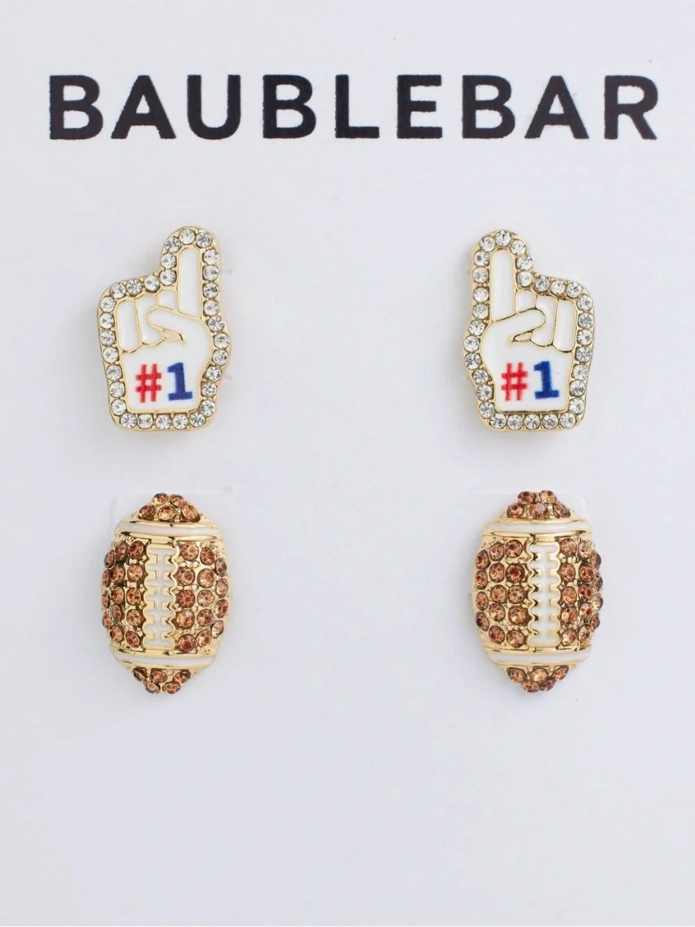 BaubleBar NEW 2 Pack assorted Football stud Earrings $48 MSRP